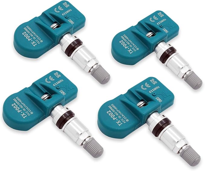 4-Pack 433MHz TPMS Tire Pressure Monitoring System Sensors (Clamp-in) Pre-Programmed for Alfa Romeo/Chrysler/Dodge/Fiat/Infiniti/Jeep/Lotus/Mercedes/Maserati/RAM/Saab | TX-S033L/R-4