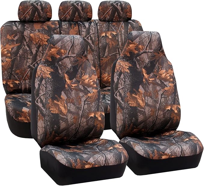 Universal Fit Full Set Car Seat Cover, (Hunting Camouflage) (Airbag Compatible and Split Bench, Fit Most Car, Truck, SUV, or Van, FH-FB111115)