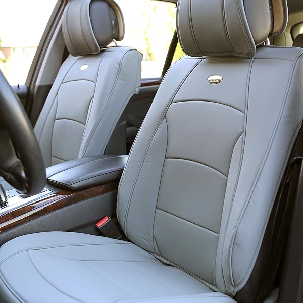 PU205SOLIDGRAY102 Solid Gray Ultra Comfort Leatherette Front Seat Cushion (Airbag Compatible)