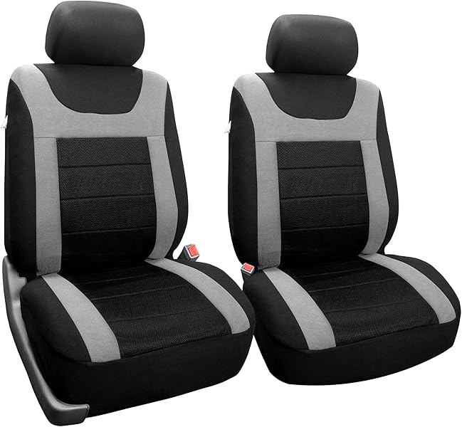 FB070GRAY102 Gray Front Airbag Ready Sport Bucket Seat Cover, Set of 2