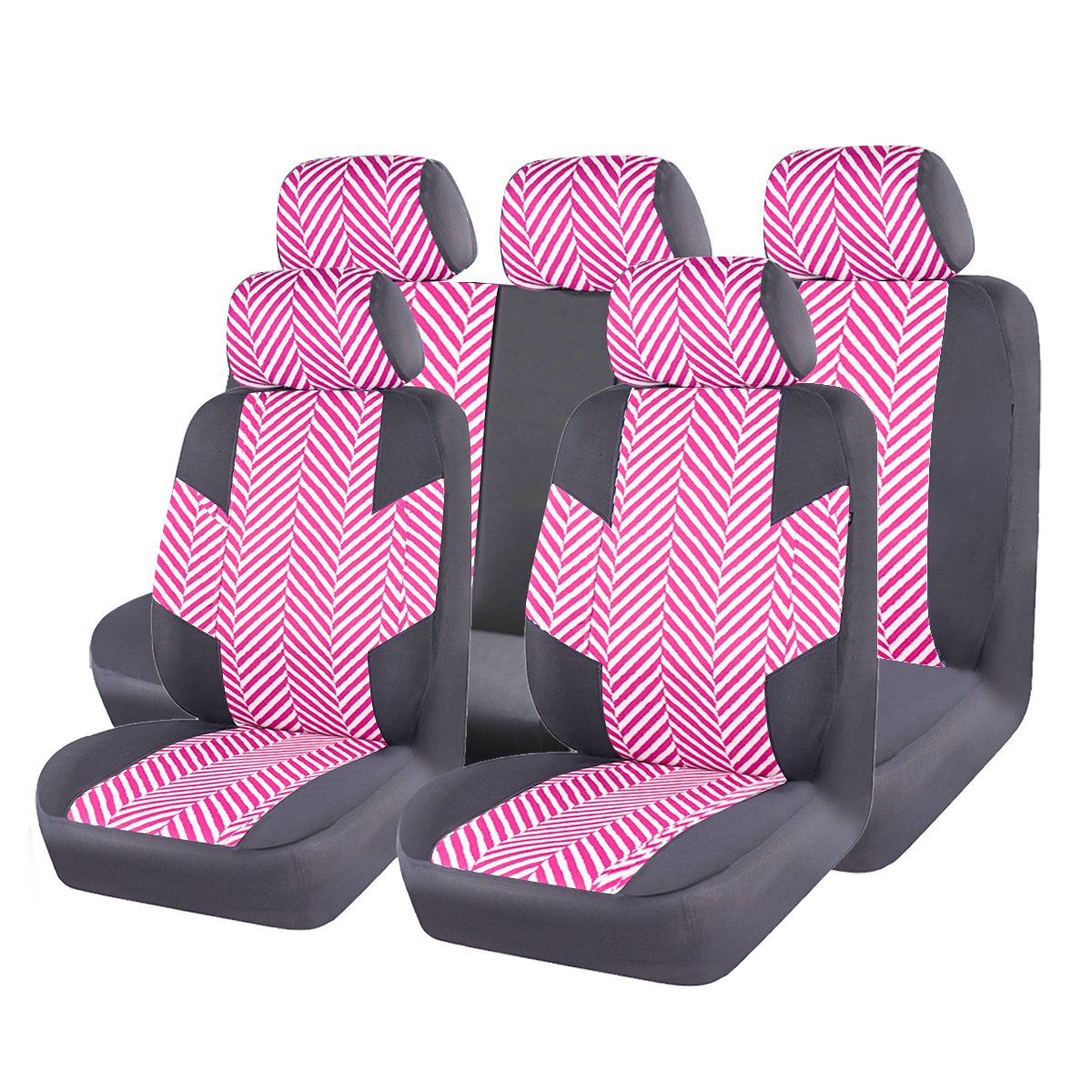 HOMESTYLE Linen Universal Fit Car Seat Covers with Opening Holes,Universal fit for Suvs,Cars,Trucks,Sedans,Vans,Airbag Compatible(Black with Pink)