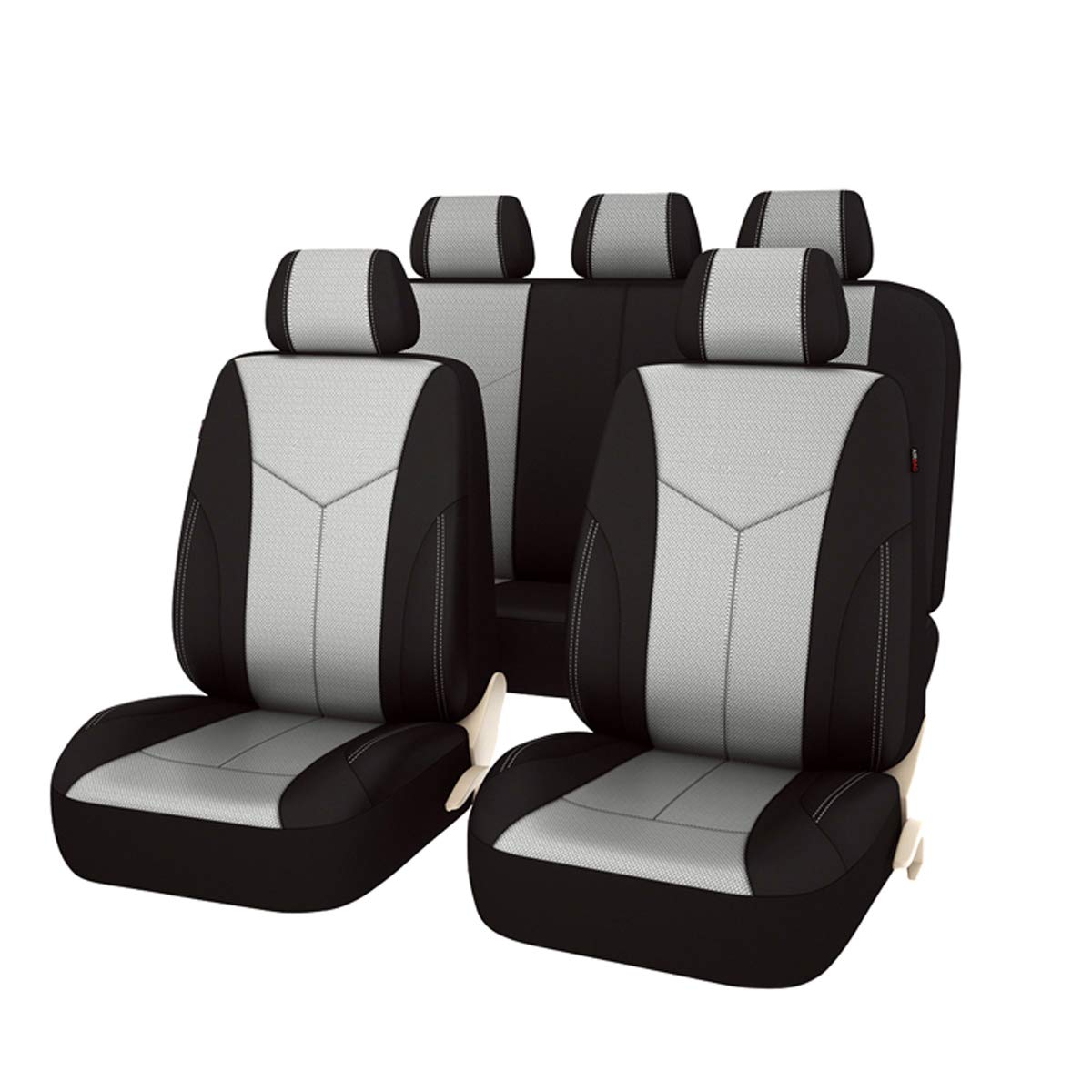 NEW ARRIVAL -Car Pass AIR FRESH Universal fit Car Seat Covers 11 PCS Full Set,Airbag compatiable, Black with Light Gray