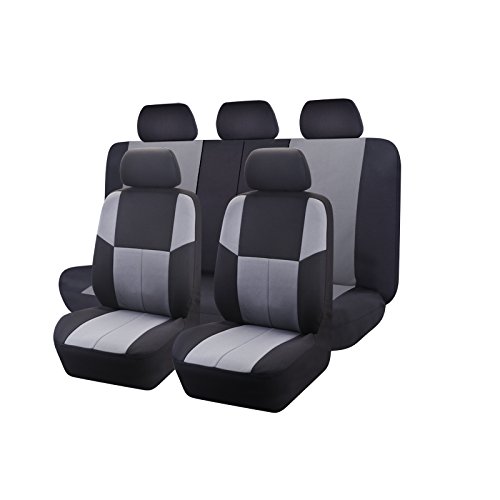- 11PCS Eagle Universal Automobile Seat Covers Set Package-Fit for Vehicles Black and Gray With Composite Sponge Inside,Airbag Compatible