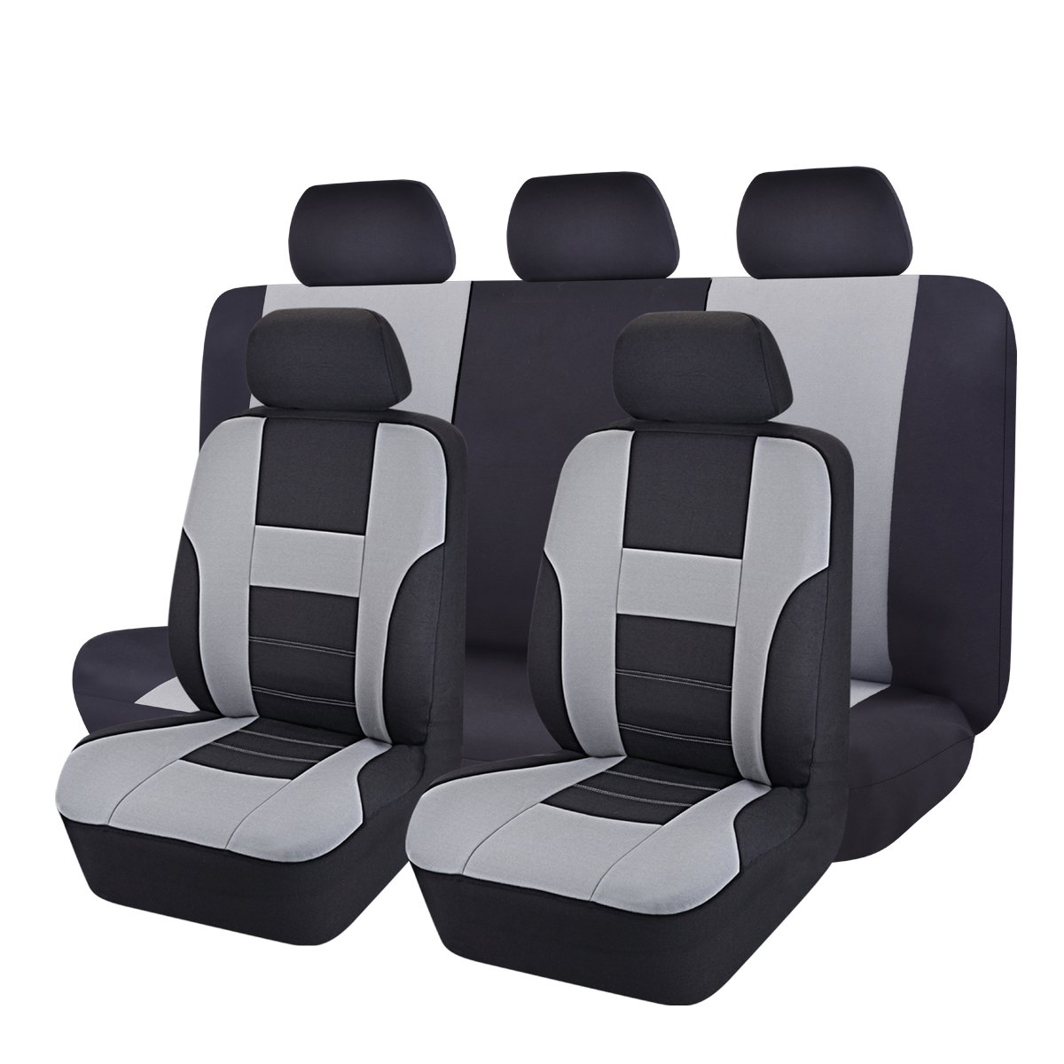 - 14PCS Max Universal Car Seat Covers Set ,Airbag Compatiable (Black with Gray)