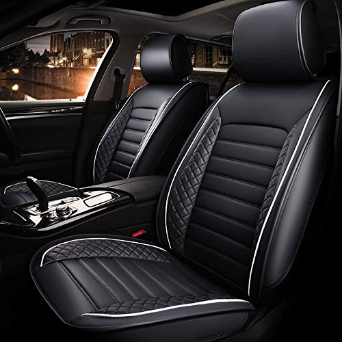 Car seat covers, waterproof and ventilated Universal PU leather car seats cushions(Airbag Compatible), For car,Truck,SUV Fit for Most BMW, Acura, Lexus, Infiniti, Honda, Kia, Hyundai (Black)()