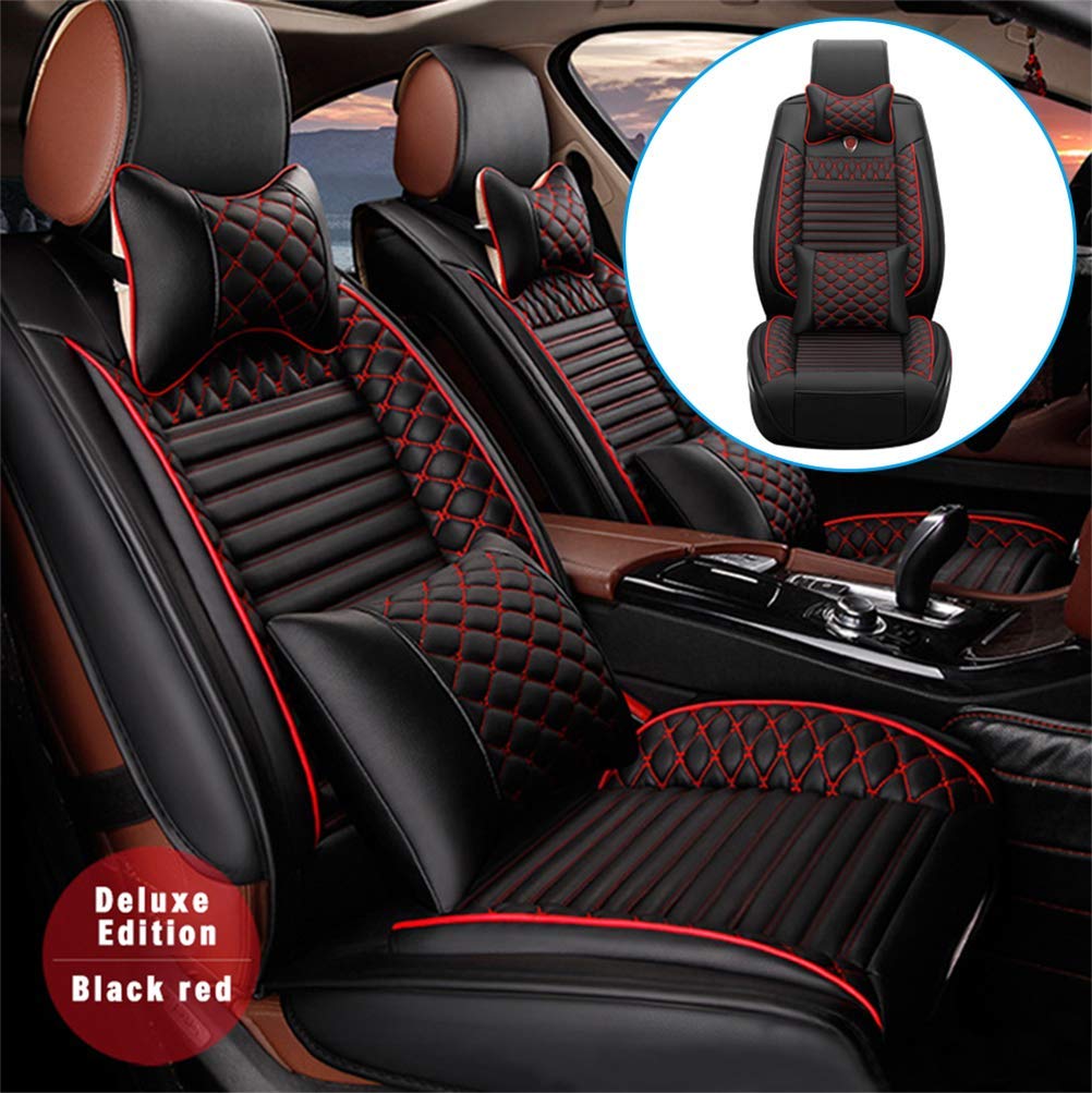 Car Front Seat Cover for BMW F07 F10 F11 G30 520i 523i 525i 528i 530i 535i 540i 550i (Airbag Compatible) Luxury PU Leatherette Car Seat Cushions Protector (Black)