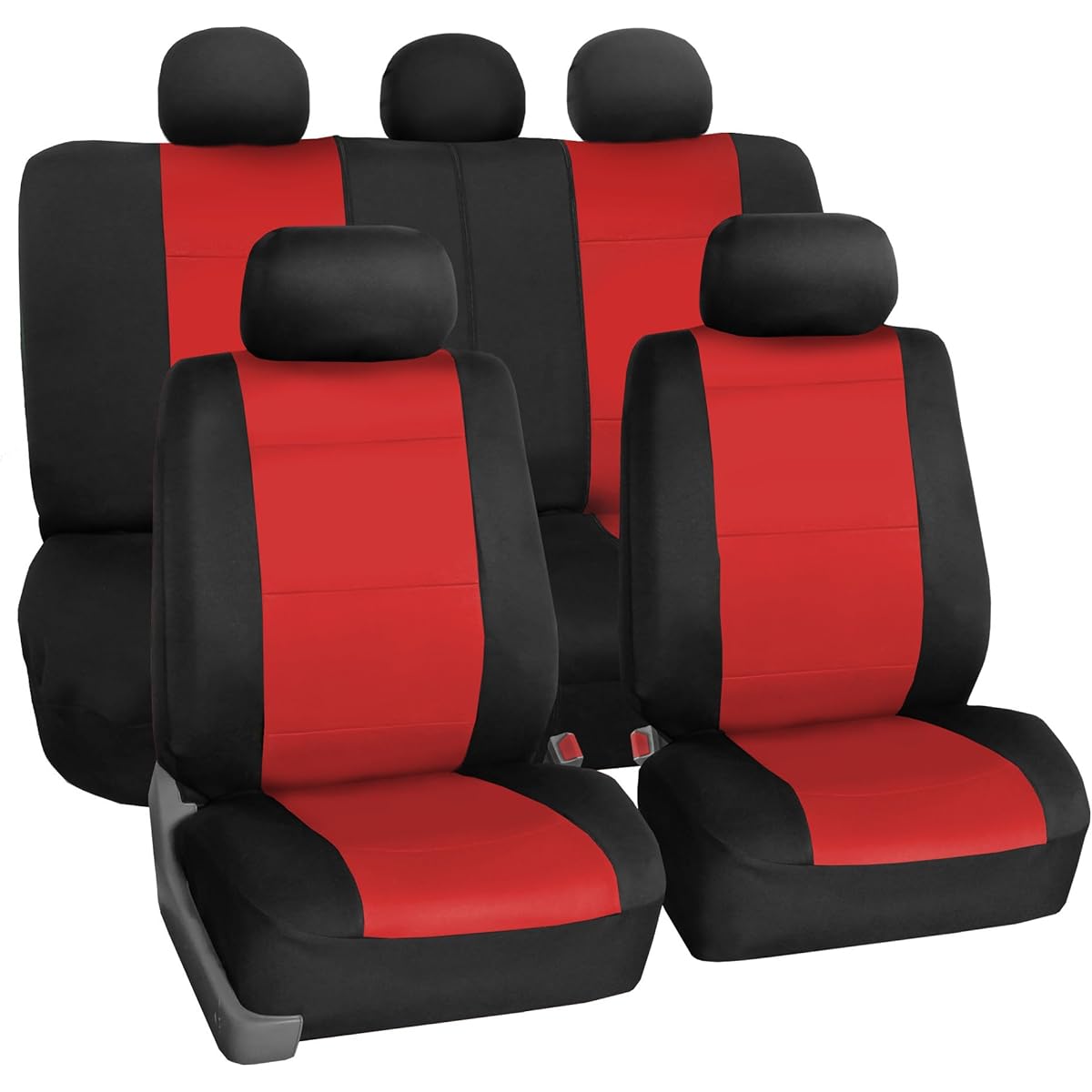 FB083RED115 Full Set Seat Cover (Neoprene Waterproof Airbag Compatible and Split Bench Red)