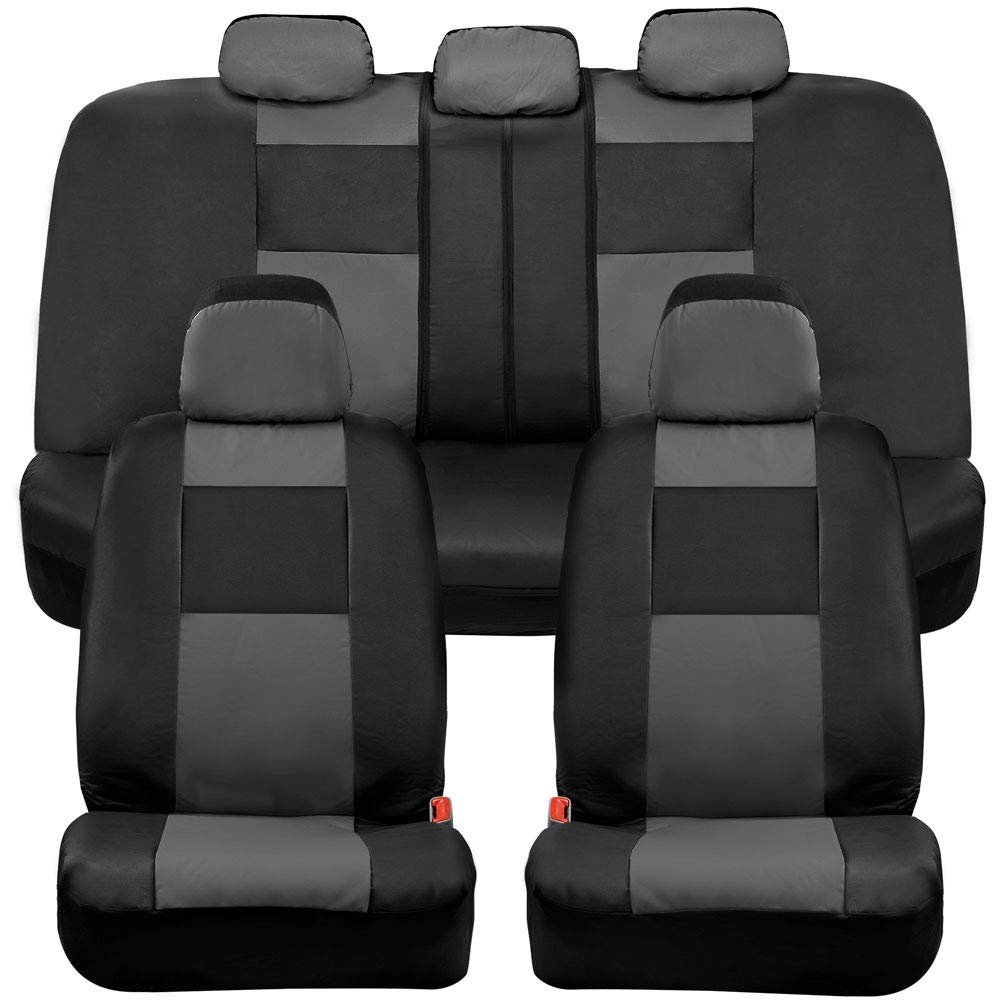 Croc Skin Faux Leather Car Seat Covers, Full Set Gray – Universal Fit Design, Airbag Compatible, Front and Back Seat Cover for Cars Trucks Vans and SUVs