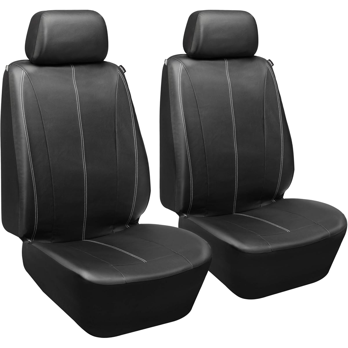 PU Leather Front Seat Covers Car Bucket Seat Cover Universal Fit Airbag Armrest Compatible for Auto SUV Truck Van, Black 2 PC