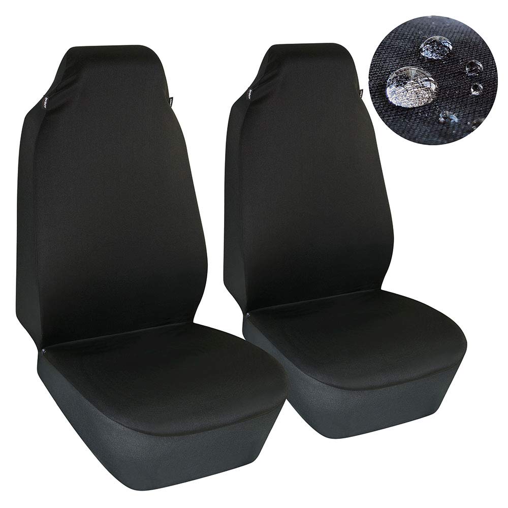 Waterproof Bucket Seat Covers High Back Universal Fit Water Resistant Front Seat Protector Airbag Compatible for Cars Van Truck Black 2 Pcs