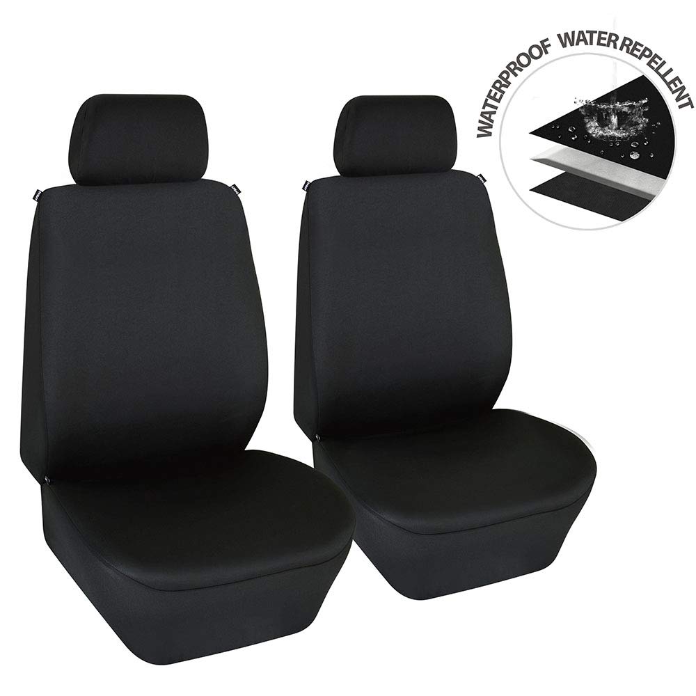 Dual Waterproof Neoprene Front Seat Covers Car Bucket Seat Cover Universal Fit Airbag Compatible for Auto SUV Truck Van, Black 2 PC