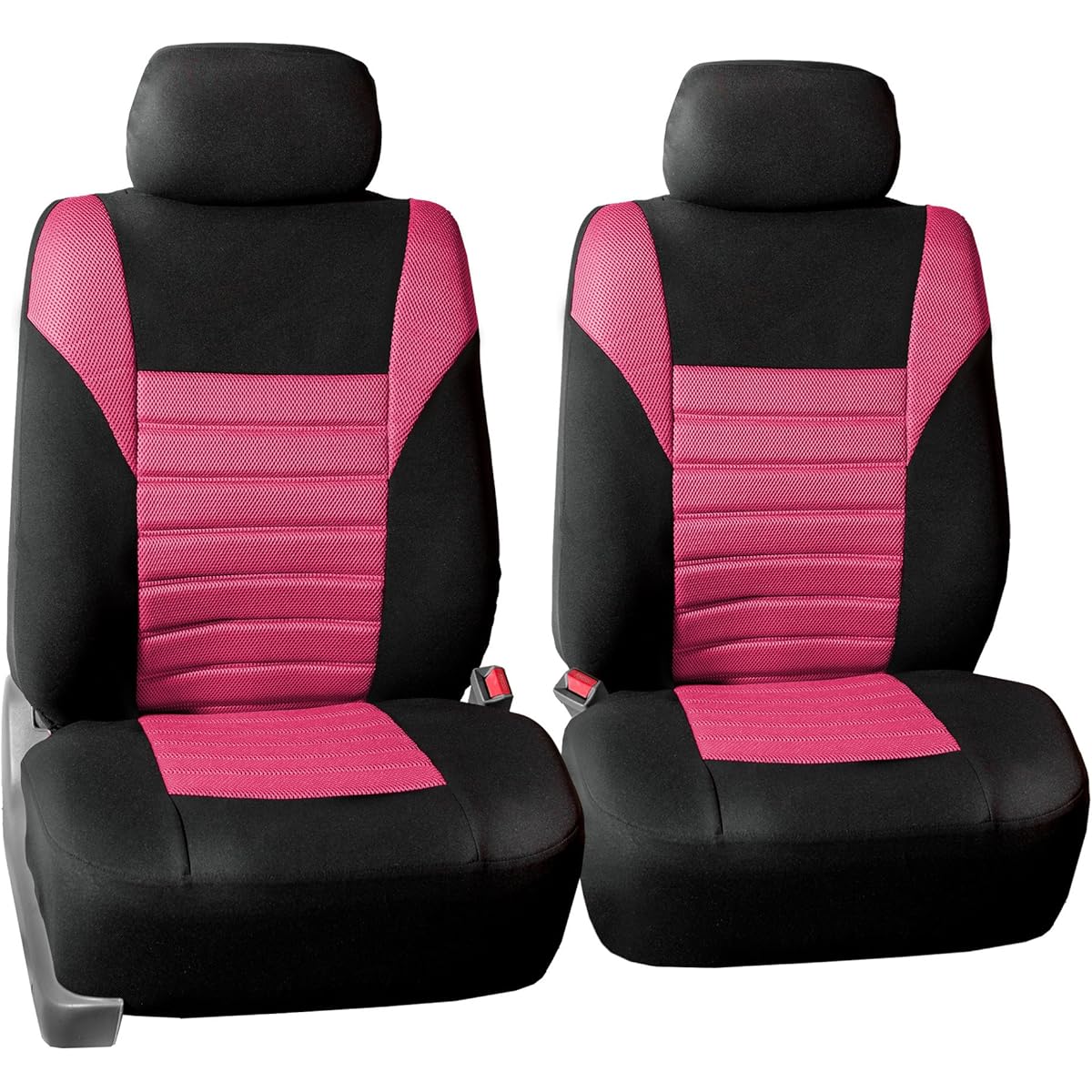3D Air Mesh Fabric Front Set Seat Covers, Removable Headrests & Airbag Compatible, Pink Color- Universal Fit for Cars, auto, Trucks, SUV