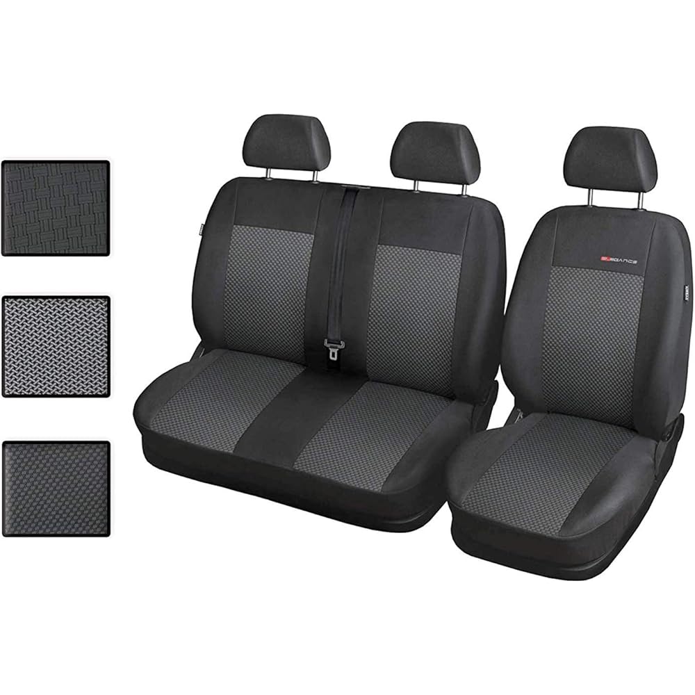 Carpendo Sitzbezüge Auto 1+2 Transporter Autositzbezüge Schonbezüge Vorne mit Airbag System - Elegance P3