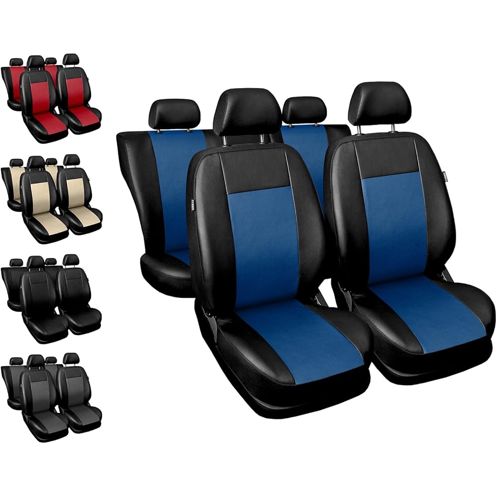 Carpendo Sitzbezüge Auto Set Autositzbezüge Schonbezüge Schwarz-Blau Vordersitze und Rücksitze mit Airbag System - Comfort