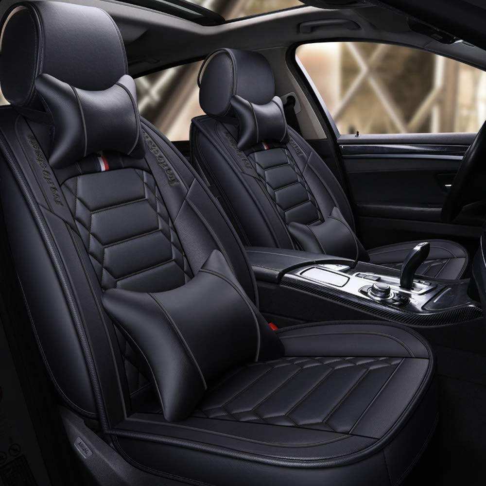 LUOLONG Autositzbezüge Autositzbezüge Set, 5-Sitzer-Komplettset Universell Kompatible Airbags Vorne Und Hinten Atmungsaktives Leder-Komfortschutzkissen (Kompatibel mit Airbags),Yellow