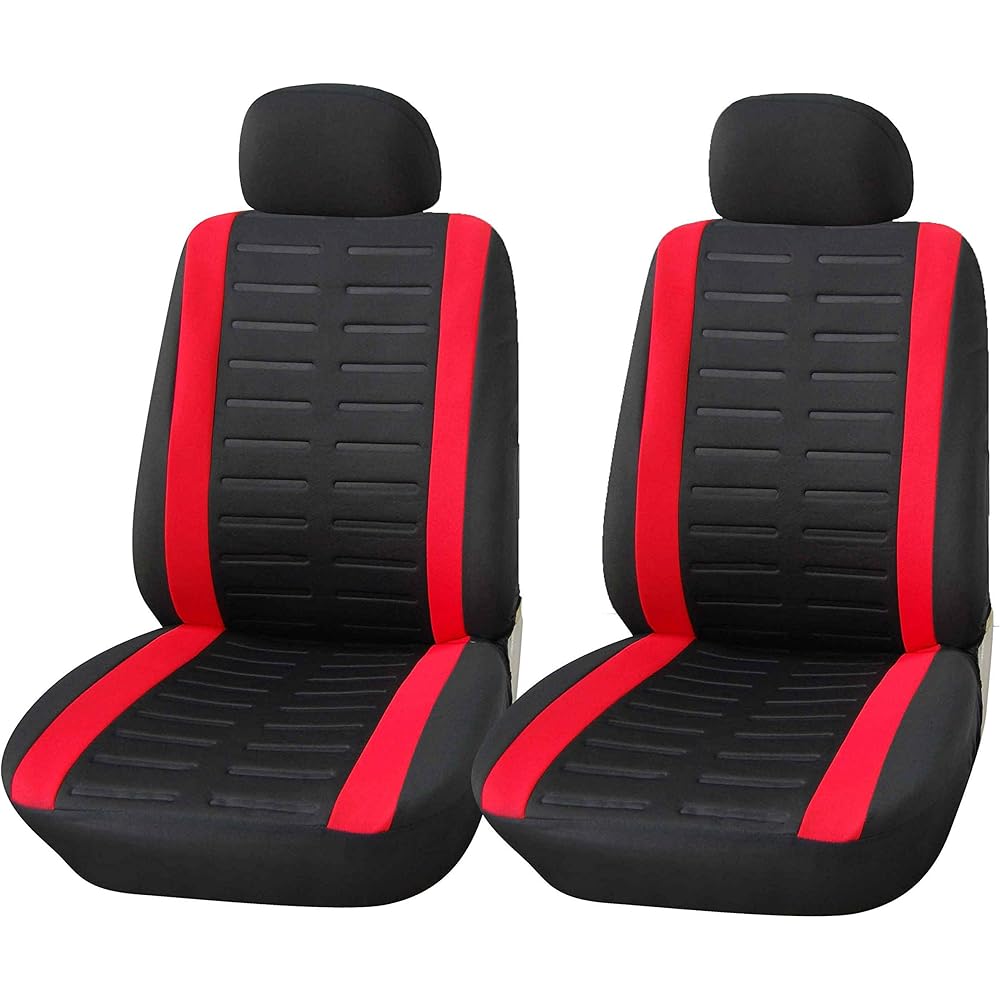 Coprisedili Auto Anteriore Universali Nero Rosso Set Copri-Sedile Universale per Guidatore e Passeggero con Airbag Laterali Accessori Auto Interno
