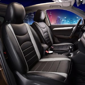 PU207GRAYBLACK102 Gray/Black Leatherette Car Seat Cushions Airbag Compatible