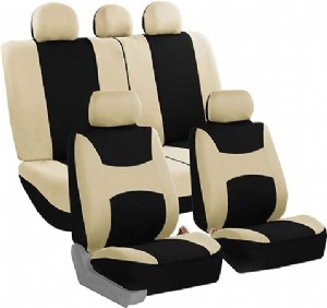 FB030BEIGEBLACK115 full seat cover (Side Airbag Compatible with Split Bench Beige/Black)