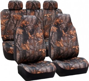 Universal Fit Full Set Car Seat Cover, (Hunting Camouflage) (Airbag Compatible and Split Bench, Fit Most Car, Truck, SUV, or Van, FH-FB111115)