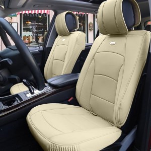 PU205SOLIDBEIGE102 PU205102 Ultra Comfort Leatherette Front Seat Cushions (Airbag Compatible) Solid Beige