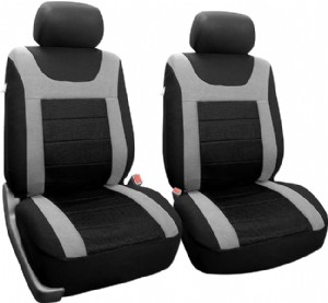 FB070GRAY102 Gray Front Airbag Ready Sport Bucket Seat Cover, Set of 2