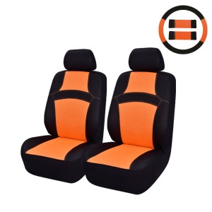 Rainbow Cool Universal Fit Two Front Car Seat Cover -100% Breathable with 5mm Composite Sponge Inside,Airbag Compatible(9PCS, Sport Orange)