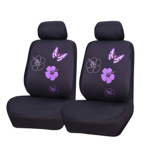 Flower and Butterfly Universal Car Seat Covers, Suvs,sedans,Vehicles,Airbag Compatible (6PCS, Black and Purple)