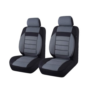 6PCS Elegance Universal Two Front Car Seat Covers Set,Foam Back Support,Airbag Compatible (Black with Gray)