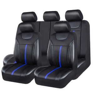 New Arrival Sporty Leather Universal Car Seat Cover With Zipper Design,Fit For Suvs,Vans,Sedans,Trucks,Airbag Compatible (Black And Blue)