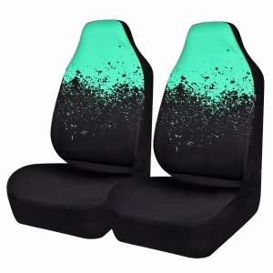 Sporty Two Tone Universal Fit Two Front Cool Car Seat Covers, Suvs,sedans,Vehicles,Airbag Compatible (Black and Mint Blue)