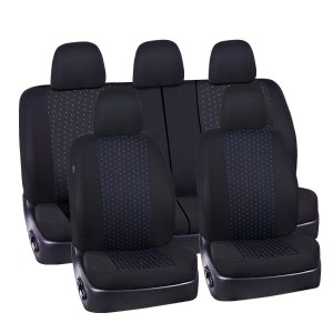 11PCS Supreme Universal Jacquard Car Seat Covers Set -Universal fit for Vehicles,Cars,SUV,Airbag Compatible(Black and Blue)