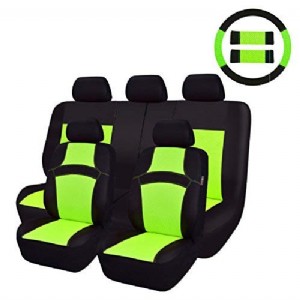 Rainbow Universal Fit Car Seat Cover -100% Breathable with 5mm Composite Sponge Inside,Airbag Compatible(14PCS, Extreme Green)