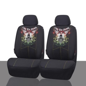 6PCS Wild Universal Front Seat Covers Set Package-Fit for Vehicles,Airbag Compatiable(Crossbones)