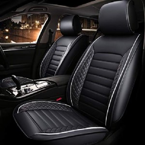 Car seat covers, waterproof and ventilated Universal PU leather car seats cushions(Airbag Compatible), For car,Truck,SUV Fit for Most BMW, Acura, Lexus, Infiniti, Honda, Kia, Hyundai (Black)()