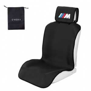 M Line Waterproof Front Bucket Seat Covers High Back Seat Cover Universal Fit Water Resistant Seat Protector Airbag Compatible for Gym, Sport, Beach and Pet for BMW (Black) 1 PCS