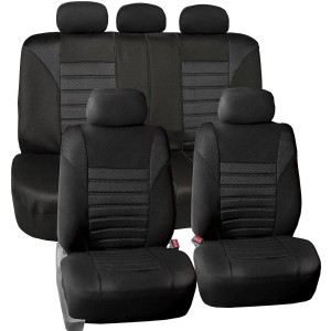 FB068BLACK115 Black Universal Car Seat Cover (Premium 3D Air mesh Design Airbag and Rear Split Bench Compatible)