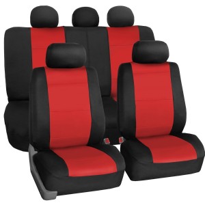 FB083RED115 Full Set Seat Cover (Neoprene Waterproof Airbag Compatible and Split Bench Red)