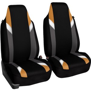 FB133ORANGE102 Bucket Seat Cover (Supreme Modernistic Airbag Compatible (Set of 2) Orange)