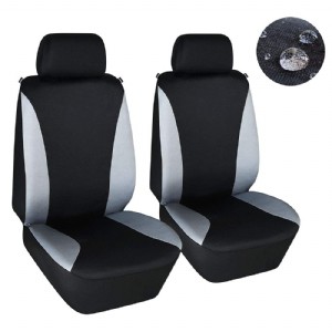 Waterproof Front Car Seat Covers Set Universal Fit Bucket Seat Protector Airbag Compatible for Cars SUV Truck, Gray and Black 2 PC