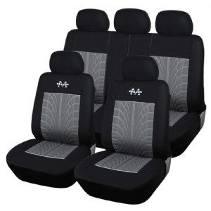 Audel Universal Full Set Fabric Car Seat Covers Embossed Cloth Car Seat Protector(Airbag Compatible Anti-Slip)