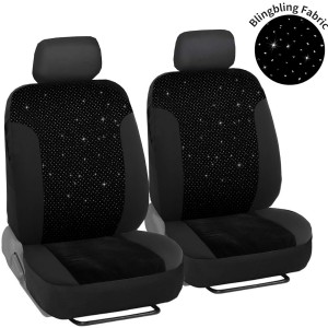 2 Front Car Seat Covers, Blingbling Velvet Breathable Fabric Sedan Seat Cover, Universal fit for Most of Sedan/SUV/Truck/Minivan, Super Easy Installation - Airbag Compatible