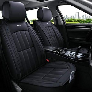 5pcs Car Seat Covers Full Set with Waterproof Leather,Airbag Compatible Automotive Vehicle Cushion Cover Universal fit for Most Cars (Black)