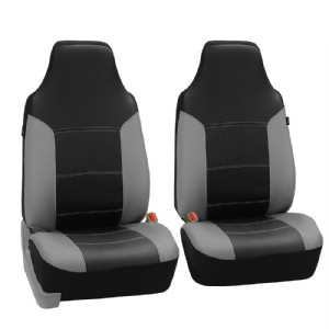 FH-PU103102 High Back Royal PU Leather Car Seat Covers Airbag & Split Gray Black