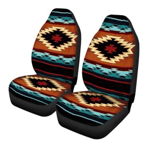 2 Piece Car Seat Covers (Airbag Compatible) Colorful Aztec Tribal Design Auto Leather Seat Piddle Protector Car Seats Protector for Car SUV & Truck