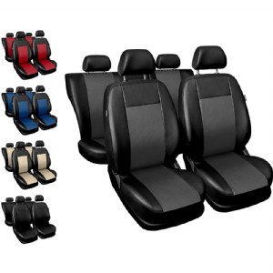 Carpendo Sitzbezge Auto Set Autositzbezge Schonbezge Schwarz-Grau Vordersitze und Rcksitze mit Airbag System - Comfort