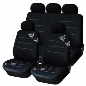 Set coprisedili per Auto, Set di 9, Set Copri-Sedile Universale Nero per Guidatore e Passeggero con Airbag Laterali | Accessori Auto Interno